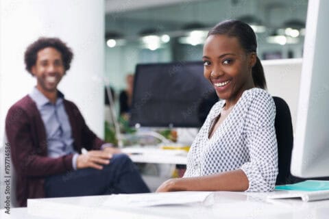 happy black people in an office